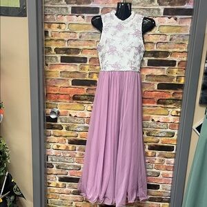 Daddy Daughter dress mauve/ivory w/ rhinestone belt